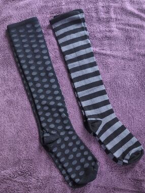 Fun Black & Gray Patterned Socks - Pack of 2 prs